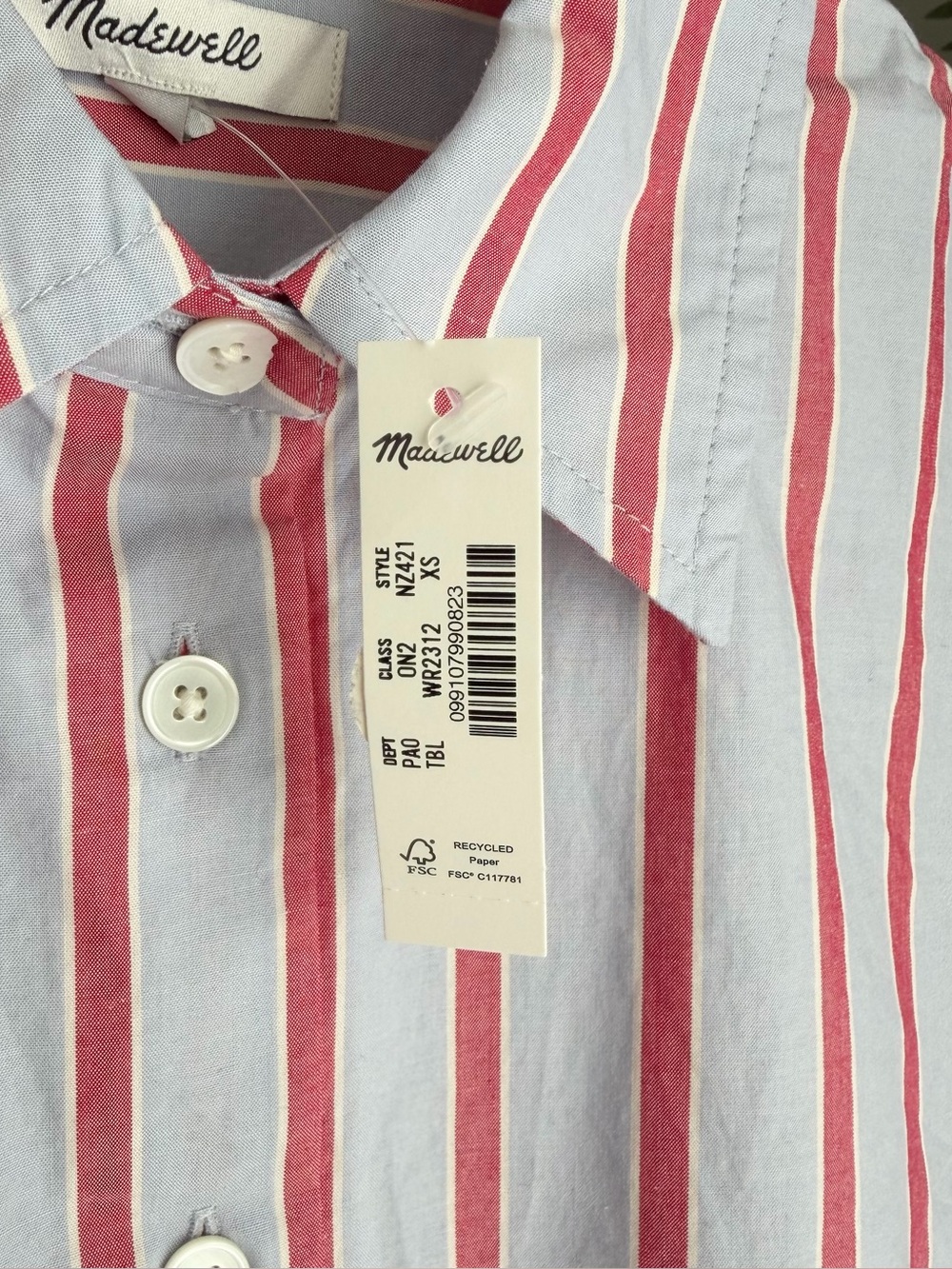 NWT Madewell The Easy Button Up Striped Shirt in Poplin - Picture 6 of 9